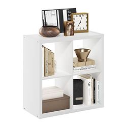Furinno Cubicle - Organizador de Almacenamiento Decorativo con Parte Trasera Abierta, 4 Cubos, Color Blanco