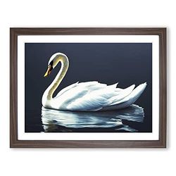 Astounding Swan H1022 Framed Print for Living Room Bedroom Home Office Décor, Wall Art Picture Ready to Hang, Walnut A2 Frame (64 x 46 cm)