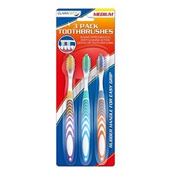 Claradent Lot de 3 brosses à dents à poils moyens