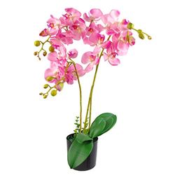 Leaf Folha realista orquídea artificial design de plantas UK (60 cm grande, rosa claro