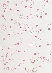 Art For Kids Graphic Star Rug 160x230 cm-Quality Label Oeko-Tex Standard 100-100% Polypropylene-Machine Woven-Living Room, White/Pink, 160 x 230 cm