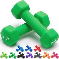 Portzon Pesi Manubri 10 Colori Opzioni Compatibili con Set di 2 Manubri in Neoprene Set di 2 Manubri 0,5-6,8 kg, Antiscivolo, Anti-Rotolamento, Forma Esagonale