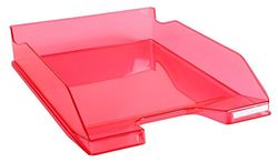 Exacompta - Réf. 113254D - 1 corbeille à courrier COMBO MIDI - dimensions utiles 34 x 25 x 6,5 cm - pour format A4 + - peut contenir 500 feuilles - couleur framboise transparent glossy