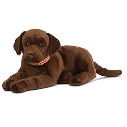 Living Nature Gigante Chocolate Labrador, Peluche di Cane Morbido e Realistico, Peluche Naturli Eco-Friendly, 60cm