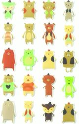 MY MANDARINE CY036O - GOMMETTES 3D Cooky - 1 planche 12x8 cm - 20 stickers - OURS