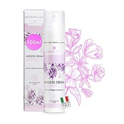 Crema Viso Antirughe Donna al Collagene Marino Concentrato [Assorbimento Rapido] AGELESS CREAM 100ml - Crema Viso Donna Antiage con Vitamina E e Peptidi - Pelle Più Giovane, Luminosa e Tonica AMADERM