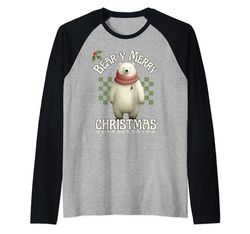 Orsetto di Natale bianco con scritta "Merry Christmas", adatto a tutte le età Maglia con Maniche Raglan