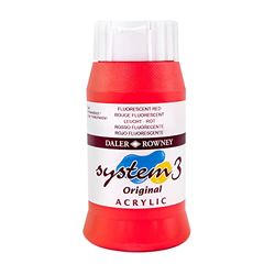 Daler Rowney System 3 - acrylverf, 500 ml, fluorescerend rood