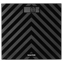 Salter SA00287 BAFEU16 Electronic Scale, Bathroom Scales, Chevron Two-Tone Textured Finish, 180 kg Max Capacity, Tempered Glass, Easy Read LCD Display, Step On, Instant Weighing, Carpet Feet, Black