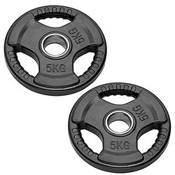 Coppia Dischi Olimpici per Bilancieri e Manubri | Bumper Plates Foro da 50 mm Dischi Peso Gommati da 2,5 Kg a 20 Kg (2 dischi da 5 kg)