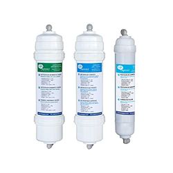 Confezione da 3 filtri in linea per apparecchiature ad osmosi inversa. Connessione veloce. Include 1 cartuccia per sedimenti da 5 micron, 1 cartuccia per fosfati GAC e 1 post-filtro. Bbagua.