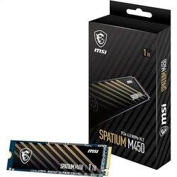 MSI SPATIUM M450 SSD 1TB - PCIe 4.0 NVMe M.2 Internal Solid State Drive, 3600MB/s Read & 3000MB/s Write, 3D NAND, Built-In Data Security, MSI Center - 5 Year Warranty (600 TBW)