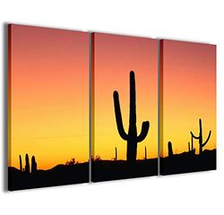 Prints op Canvas Landscapes, Moderne Cactus Schilderijen in 3 Pre-Framed Panels, Klaar om op te hangen, 120 x 90 cm