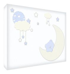 Feel Good Art BEARMOON2436-14ES - Tela decorativa da parete, con orso dorso, 91 x 60 x 4 cm, colore: blu pallido