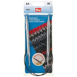 Prym Rundstricknadeln MS 60 cm 8,00 mm silberfarbig Ferri da Maglia circolari, Ottone, Argento, 8,0 mm