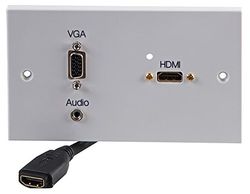 PRO SIGNAL PELR0092 2-Gang AV Wallplate with 1x HDMI (120mm Lead), VGA & 3.5mm Stereo Jack Female to Female Connectors