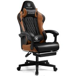 GTPLAYER Sedia Gaming Ergonomica Sedia da Gaming Reclinabile con Schienale Regolabile, Poggiapiedi & Poggiatesta e Cuscino Lombare per Youtube Livestreaming Playstation Grigio marrone