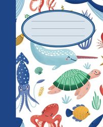 Composition Notebook: Sea Creatures I Wide-Ruled 100 Lined Pages