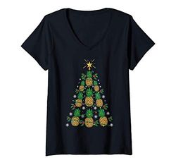 Donna Ananas Albero di Natale Natale Regalo di Natale Frutta Lover Maglietta con Collo a V