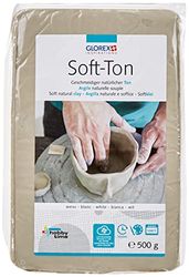 GLOREX Soft-TON Weiss 500g 6 8075 101-Argilla Bianca 500 g, Naturale, particolarmente Morbida ed Elastica, indurente all'Aria forni, Molto Adatta ai Bambini, Clay, White, unità