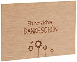 Holzgrusskarten Bedankt 100% handgemaakt in Oostenrijk, gemaakt van eikenhout, vouwkaart, ansichtkaart, wenskaart