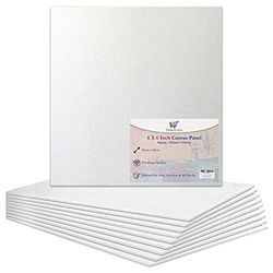 6 X 6” / 15 x 15cm Canvas Panel Stretched Blank Canvas Board Primed Artist Boards 100% Cotton for Oil Paint Acrylic Painting Mixed Media White Canvases Painting Panel (6x6 Inch - 10 Boards)