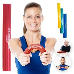 Theraband Flexbar, Terapia para Codo de Tenista, Lesiones Deportivas, Alivio Del Dolor y Mejora Del Agarre y la Fuerza, Barra de Resistencia Roja de Resistencia Media