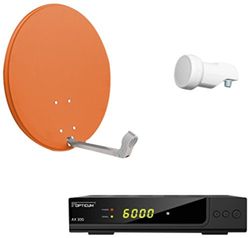 Opticum Digitale 1 deelnemer satelliet complete installatie HD AX 300 HDTV-ontvanger (Single -LNB, X60 cm antenne) steenrood (TÜV-gecertificeerd)