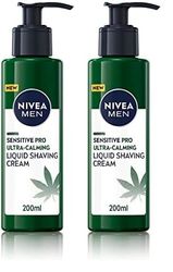 NIVEA MEN Sensitive Pro Ultra Calming Liquid Shaving Cream (200 ml), Shaving Cream Enriched with Hemp Seed Oil and Vitamin E for Stress-Minimising Face Care (Pack of 2)