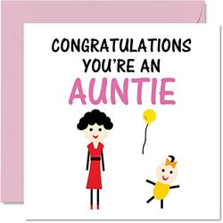 Nieuwe Baby Card - Gefeliciteerd Je bent een tante Pasgeboren Baby Kaarten, Goed gedaan Gefeliciteerd Nieuwe Baby Kaarten, Welkom in de Wereld Home Gifts, 145mm x 145mm Baby Wenskaarten voor tantes