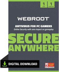 WEBROOT Antivirus for PC Gamers 2024 | Optimizador del rendimiento del sistema | 1 dispositivo | 1 año | Windows | Código de activación por email