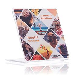 Photo Stand (Picture Frame) in Photo Format 10 x 10 cm Photo Stand as Crystal Clear Picture Stand, Photo Frame, Frameless Picture Holder as Stand Made of Plexiglas for Your Favourite Photos and