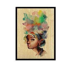 HOMEMANIA Quadro Framed - Ritratto - per Soggiorno, Camera - Multicolore in MDF, Poliestere, 60 x 2,5 x 90 cm
