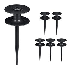 Relaxdays Guida per Tubo d'Irrigazione, Set da 6 Supporti d'Ancoraggio con Picchetti, da Giardino, HxD 24 x 9 cm, Nero, 24 x 9 x 9 cm