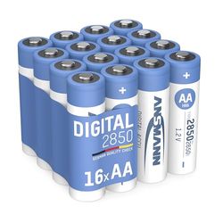 ANSMANN 16x batterie ricaricabili digitali NiMH AA Mignon 2850 mAh in una confezione da 16 pezzi a basso prezzo/celle ricaricabili a ricarica rapida per un uso prolungato e affidabile nelle torce