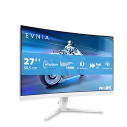 PHILIPS Evnia 27M2C5201L - Monitor gaming curvo FHD da 27 pollici, 180 Hz, 1 ms GtG, FreeSync Prem. (1920x1080, 2x HDMI 2.0, 1x DP 1.4) bianco