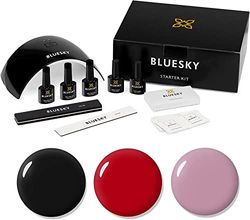 Bluesky Gel Nail Polish Starter Kit, Gel Nail Kit with 24W UV LED Lamp Nail Dryer, 3 x 10ml Gel Nail Polishes, Cleanser Wipes, Top and Base Coat, Nail File and Buffer [AMAZON EXCLUSIVE]