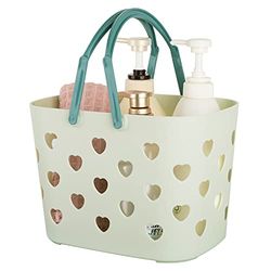 Anyoifax Cestino portaoggetti portatile in plastica con manico, per bagno, dispensa, cucina, dormitorio universitario, garage, verde