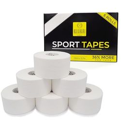 KALAHARI 6 X Sport Tape Extra Long - 3,8 cm x 13,7 m – Bande strapping adhésif, Ruban Athlétique Sportive, bandage de Doigt, Crossfit, Esacalade, Boxe - Strap Sport, Inélastique, 100% Coton, Blanc