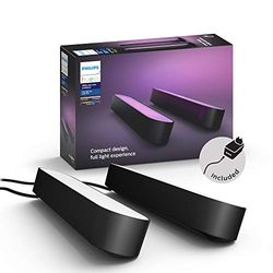 Philips Hue White and Color Ambiance Lampada da Tavolo LED Smart Play, Kit Base con Alimentatore Incluso, 2 pezzi, Nero