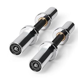 LIONSCOOL Coppia di manubri da 40,6 cm/50,8 cm, di qualità commerciale, resistenti manubri olimpici per allenamento della forza, con 4 morsetti (argento cromato, 40,6 cm)