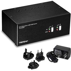 TRENDnet TK-240DP Commutateur KVM DisplayPort 2 ports avec audio, concentrateur USB 2.0 2 ports, résolutions 4K UHD jusqu'à 3840 x 2160, commutateur KVM double moniteur