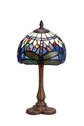 Tiffan y luz Belle Epoque tafellamp, 20 cm. 1 x 40 W E-14, blauw.