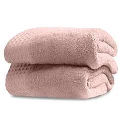 GC GAVENO CAVAILIA 100% Egyptian Cotton Set, Luxury Soft Feel High Absorbent Bathroom Accessories, Blush Pink, 2PK Waffle Bath Sheet
