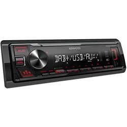 Kenwood KMM-DAB307 - radio samochodowe USB z DAB+/UKW (procesor dźwięku, USB, AUX, 4 x 50 W, podświetlenie przycisków, czerwone, w zestawie antena DAB+)