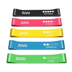 Weerstandsbanden voor dames en heren, 5-delige set, perfecte fitnessapparatuur, huidvriendelijke weerstandsbanden met 5 weerstandsniveaus Zuvo