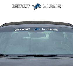 FANMATS NFL Detroit Lions Windshield Decal, Gray, Standard, 3.25" x 34"