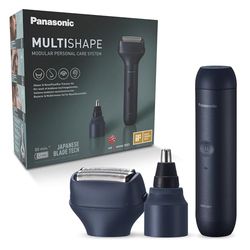 Panasonic XSHAPE JUNIOR MULTISHAPE Sistema Modulare ER-CBL1, ER-CNT1 & ER-CSF1 Set, Unità principale con Testina per naso, orecchie e viso, Testina rasoio a 3 lame, batteria ricaricabile ioni di litio