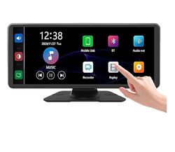 Wireless CarPlay and Android Auto 10.26", IPS Full Touchscreen Car Audio Receiver with 64GB SD Card,4K Front+1080P Rear Camera,Voice Control,Mirror Link, Bluetooth and Reverse Assist Functio