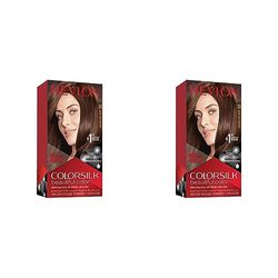 Revlon ColorSilk Colorazione Permanente Capelli Fai-da-te a Casa, Senza Ammoniaca e Arricchita con Cheratina, 33 - Castano Scuro Delicato (Confezione da 2)